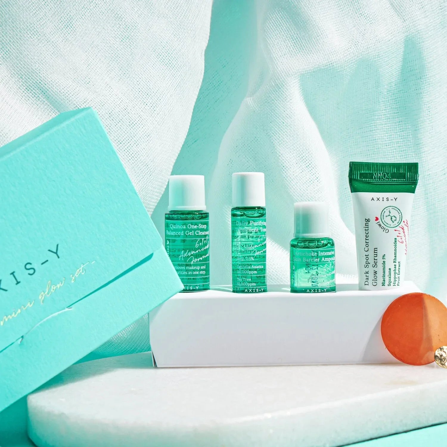 AXIS-Y THE MINI GLOW SET (Cleanser, Toner, Ampoule, Serum, Card)