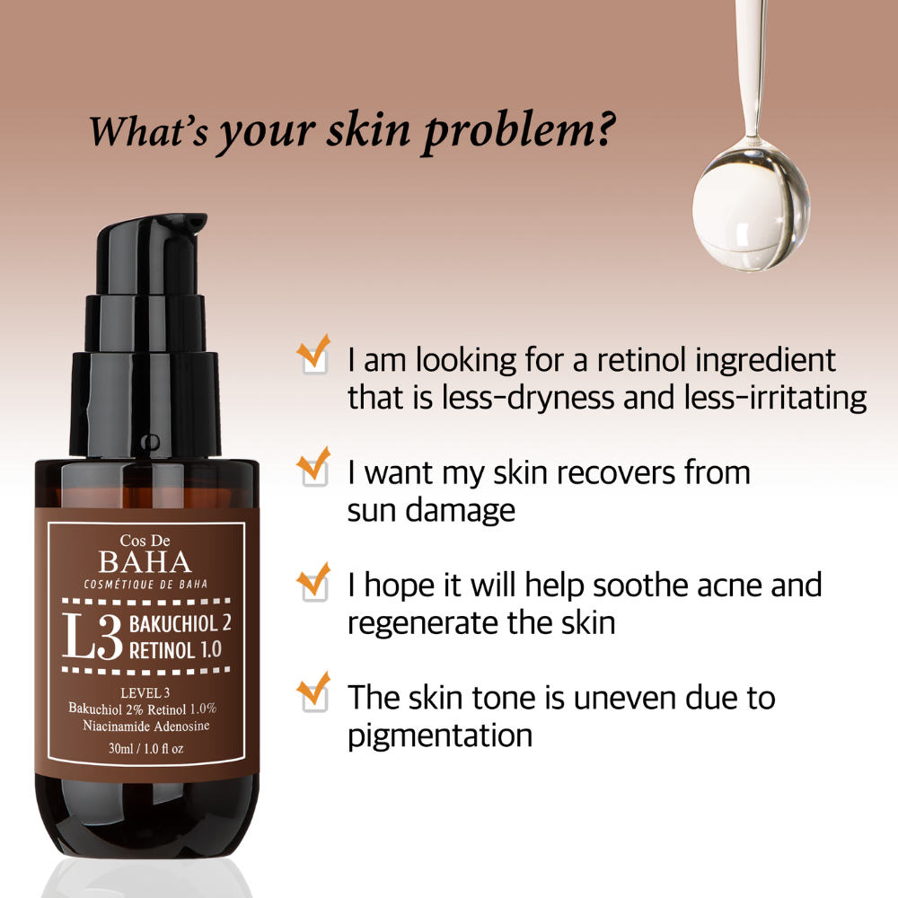 COS DE BAHA L3 Bakuchiol & Retinol Serum (L3) 30ml